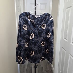 Ted Baker Navy and Cream Floral Blouse